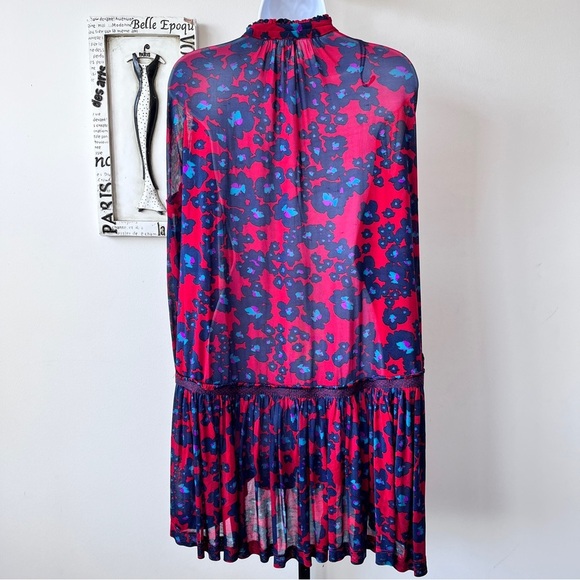 FREE PEOPLE Dopamine Boho Love Letter Oversized Flowy Red Floral Tunic Top Sz M - Picture 11 of 17